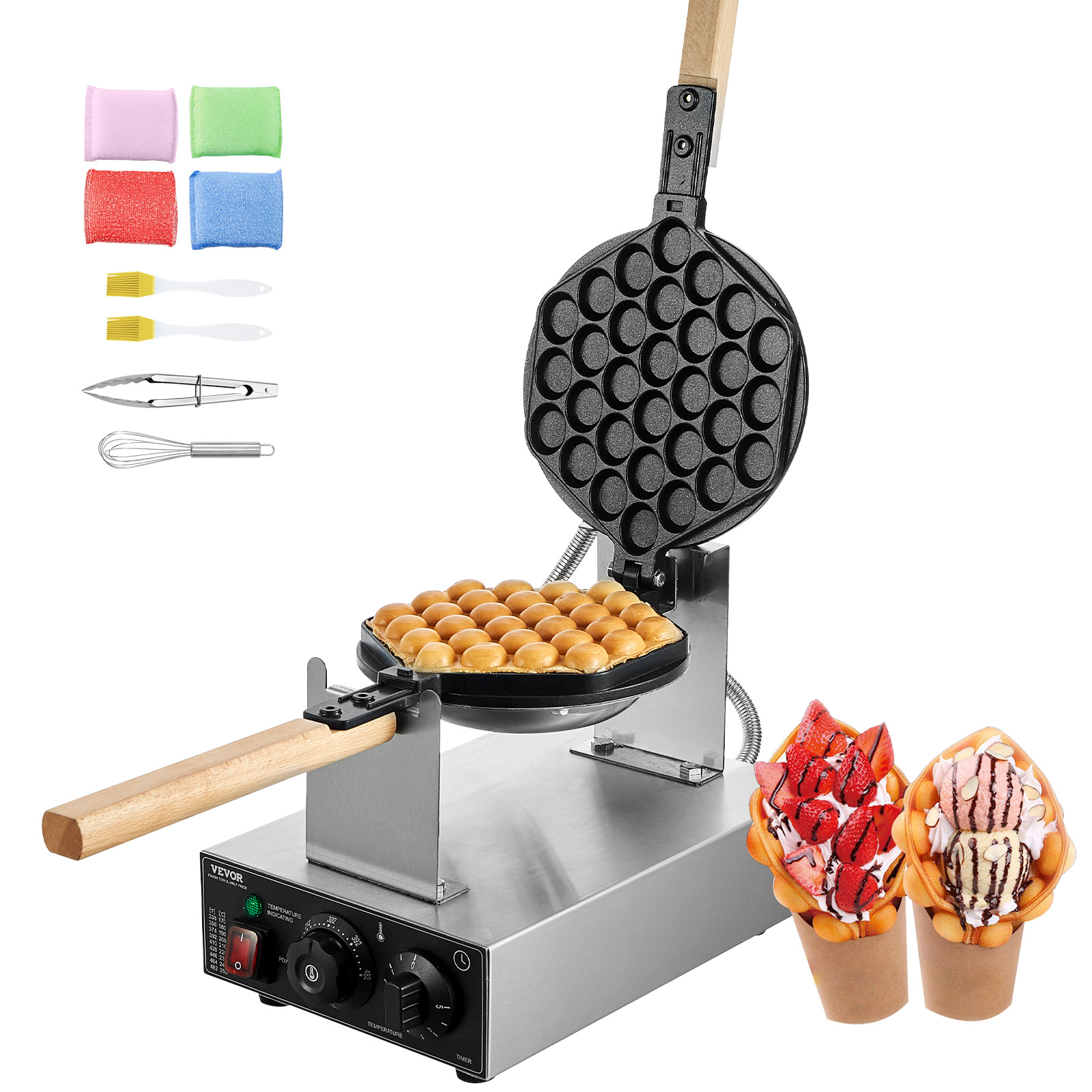 Egg Waffle Pan - Commercial Egg Bubble Waffle Maker 1400W