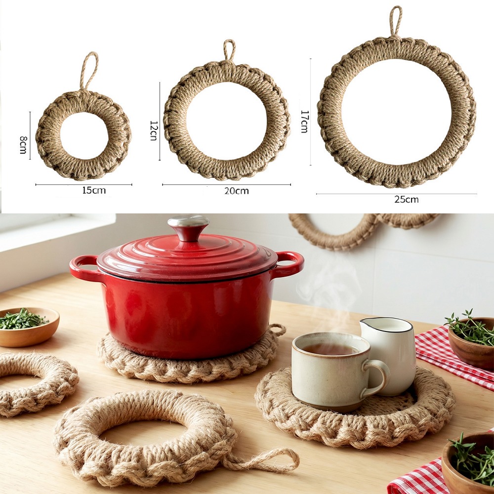 2Pcs Rustic Jute Woven Trivets - огляд і ціна Cast Iron Corn