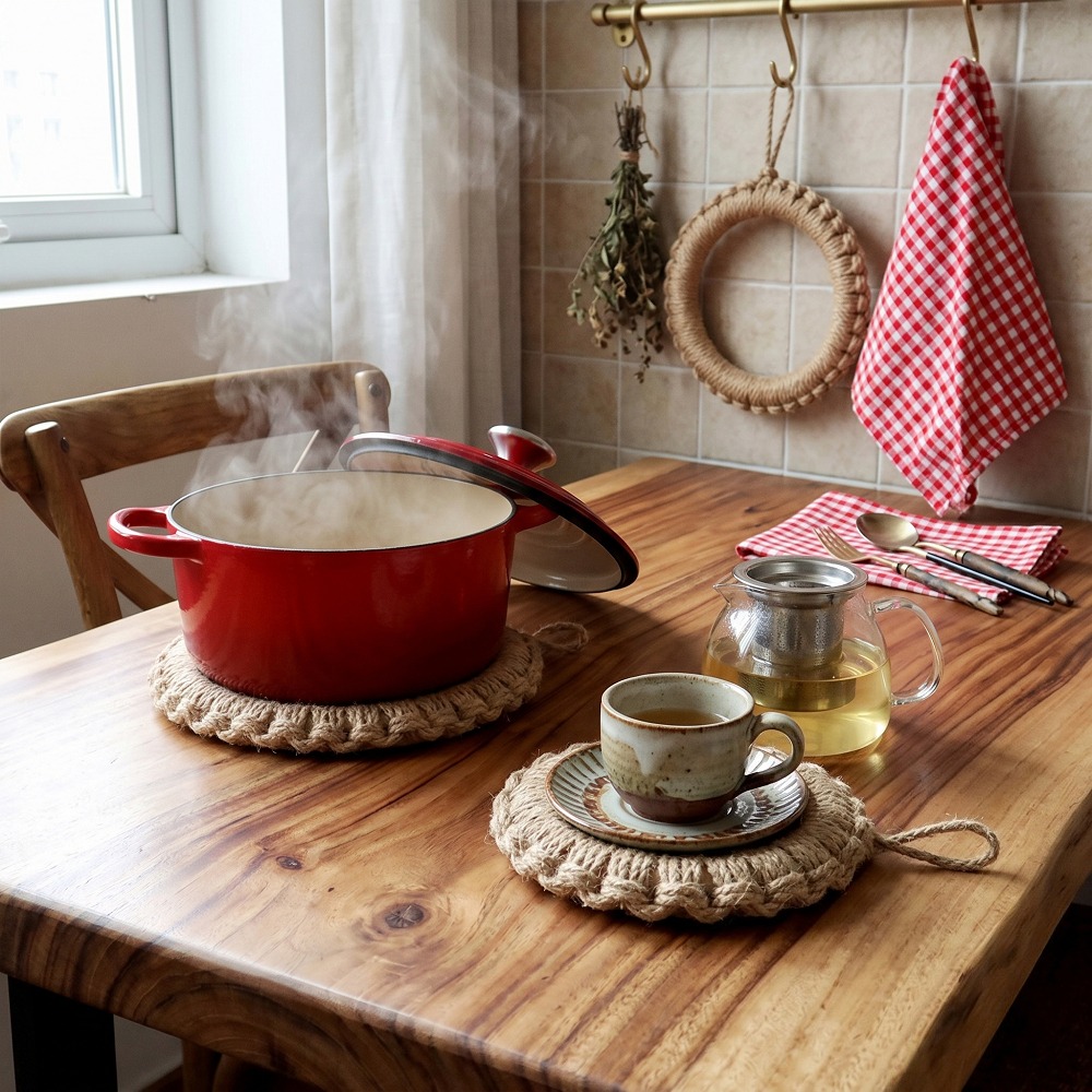 2Pcs Rustic Jute Woven Trivets - огляд і ціна Cast Iron Corn